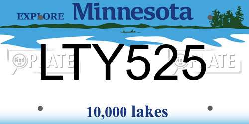 LTY525 Minnesota License Plate
