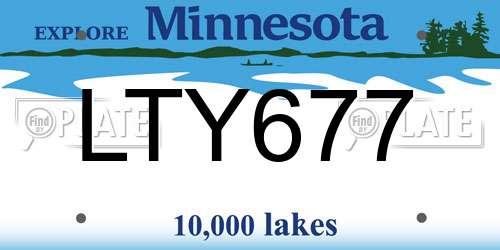LTY677 Minnesota License Plate