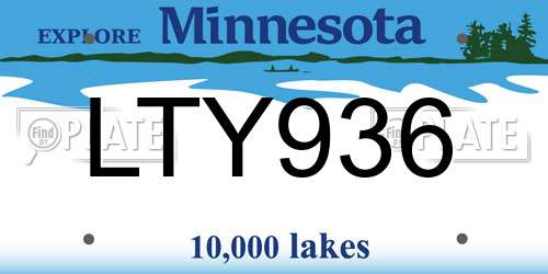 LTY936 Minnesota License Plate
