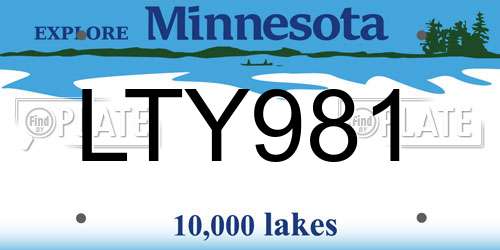 LTY981 Minnesota License Plate