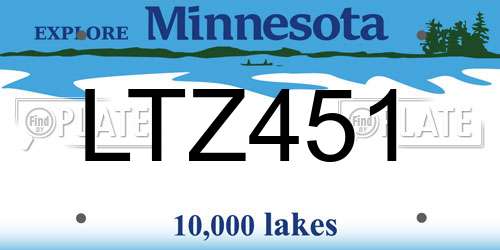 LTZ451 Minnesota License Plate