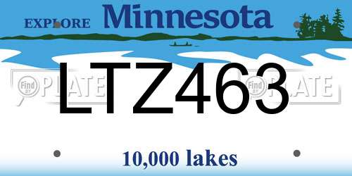 LTZ463 Minnesota License Plate