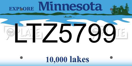 LTZ5799 Minnesota License Plate