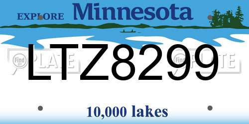 LTZ8299 Minnesota License Plate