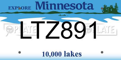 LTZ891 Minnesota License Plate