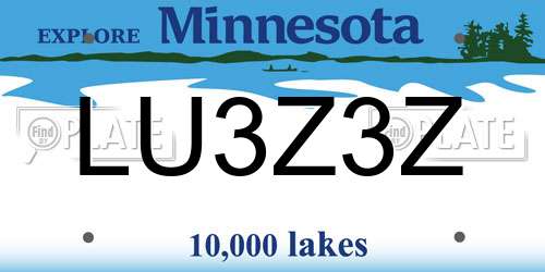 LU3Z3Z Minnesota License Plate