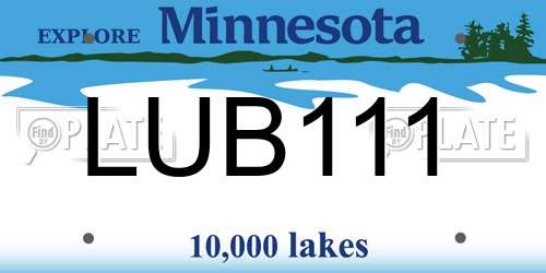 LUB111 Minnesota License Plate