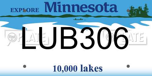 LUB306 Minnesota License Plate