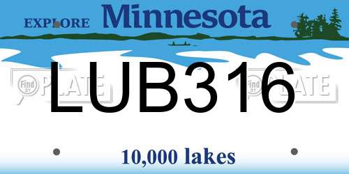 LUB316 Minnesota License Plate