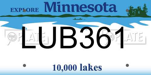 LUB361 Minnesota License Plate
