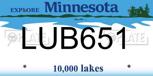 LUB651 Minnesota License Plate