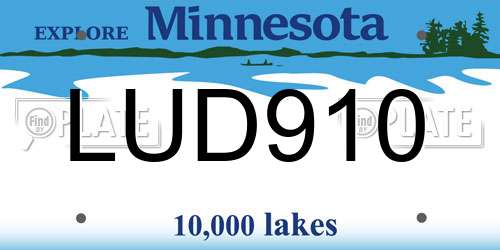 LUD910 Minnesota License Plate