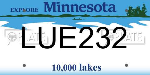 LUE232 Minnesota License Plate