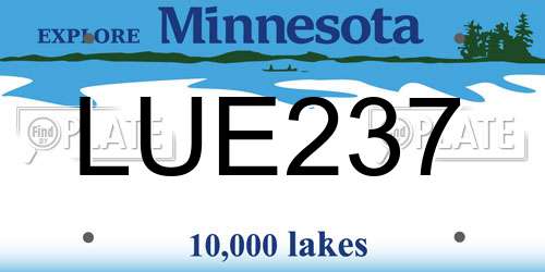 LUE237 Minnesota License Plate