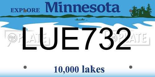 LUE732 Minnesota License Plate