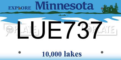 LUE737 Minnesota License Plate