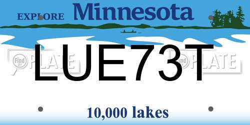 LUE73T Minnesota License Plate