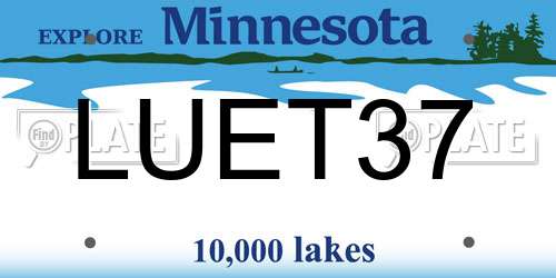 LUET37 Minnesota License Plate