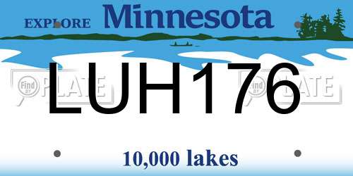 LUH176 Minnesota License Plate