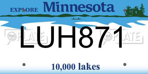 LUH871 Minnesota License Plate