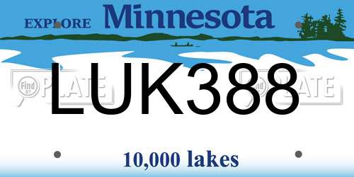 LUK388 Minnesota License Plate