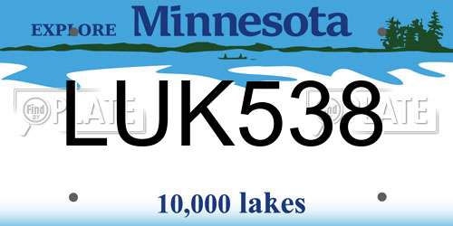LUK538 Minnesota License Plate