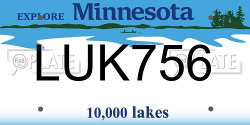 LUK756 Minnesota License Plate