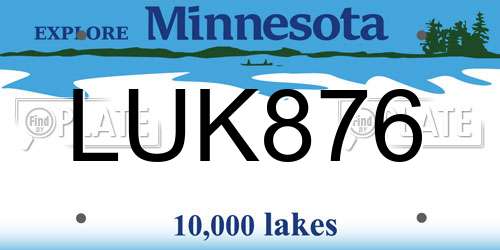 LUK876 Minnesota License Plate