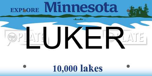 LUKER Minnesota License Plate