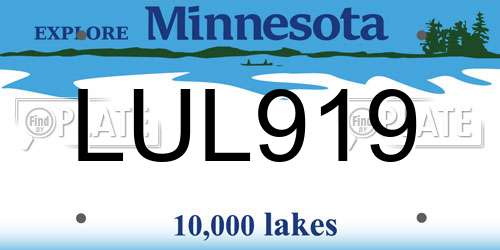 LUL919 Minnesota License Plate