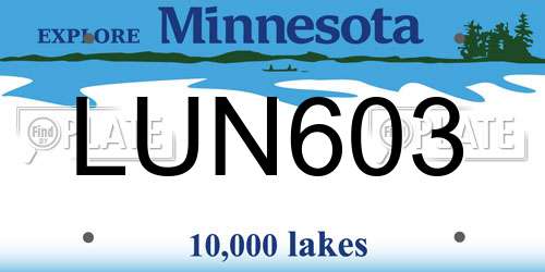 LUN603 Minnesota License Plate