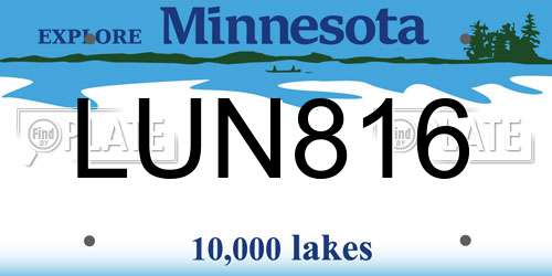 LUN816 Minnesota License Plate