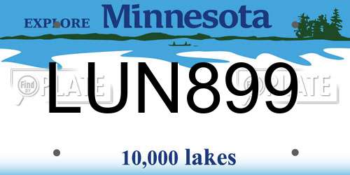 LUN899 Minnesota License Plate