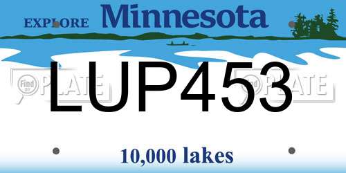 LUP453 Minnesota License Plate
