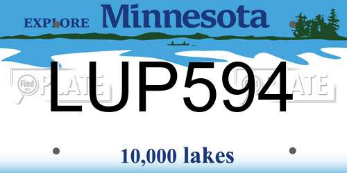 LUP594 Minnesota License Plate