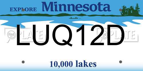 LUQ12D Minnesota License Plate