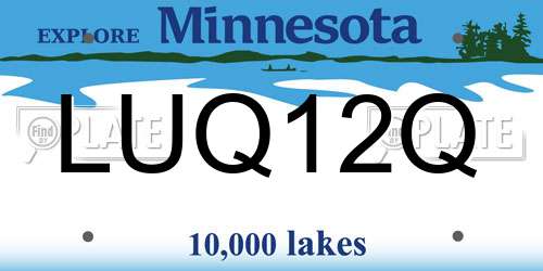 LUQ12Q Minnesota License Plate