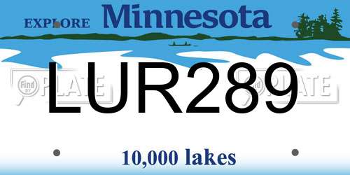 LUR289 Minnesota License Plate