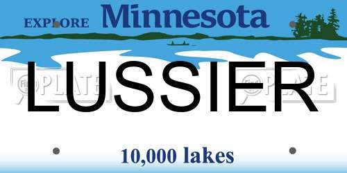LUSSIER Minnesota License Plate