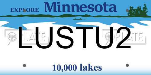 LUSTU2 Minnesota License Plate