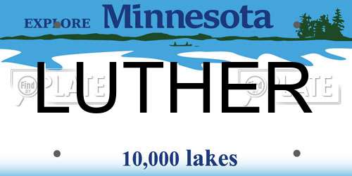 LUTHER Minnesota License Plate