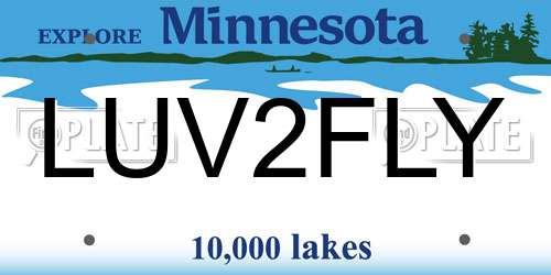 LUV2FLY Minnesota License Plate