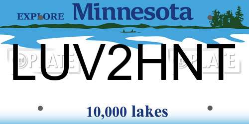 LUV2HNT Minnesota License Plate