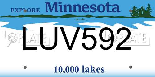 LUV592 Minnesota License Plate