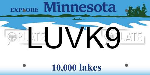 LUVK9 Minnesota License Plate