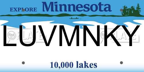 LUVMNKY Minnesota License Plate