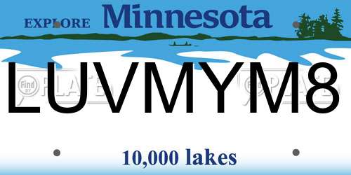 LUVMYM8 Minnesota License Plate