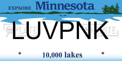 LUVPNK Minnesota License Plate
