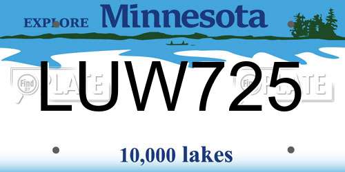 LUW725 Minnesota License Plate