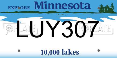 LUY307 Minnesota License Plate